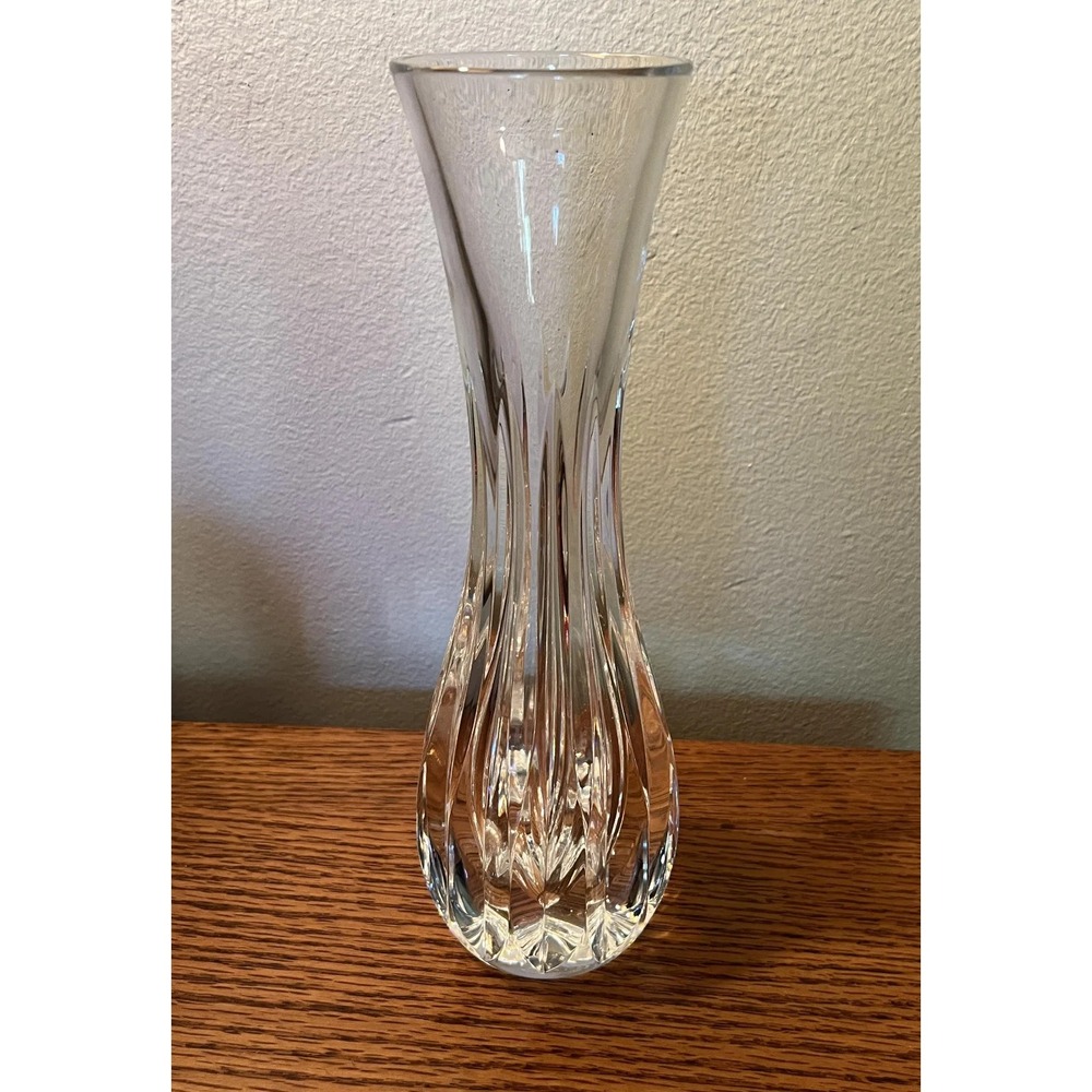 Saint-Louis Crystal 10" Heavyweight Clear Flower Vase France Cut Glass